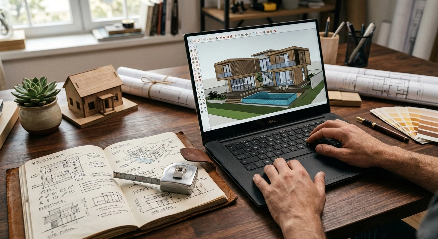 รับสอน SketchUp พื้นฐานถึงเรนเดอร์ ตัวต่อตัวออนไลน์ ZodChaeng